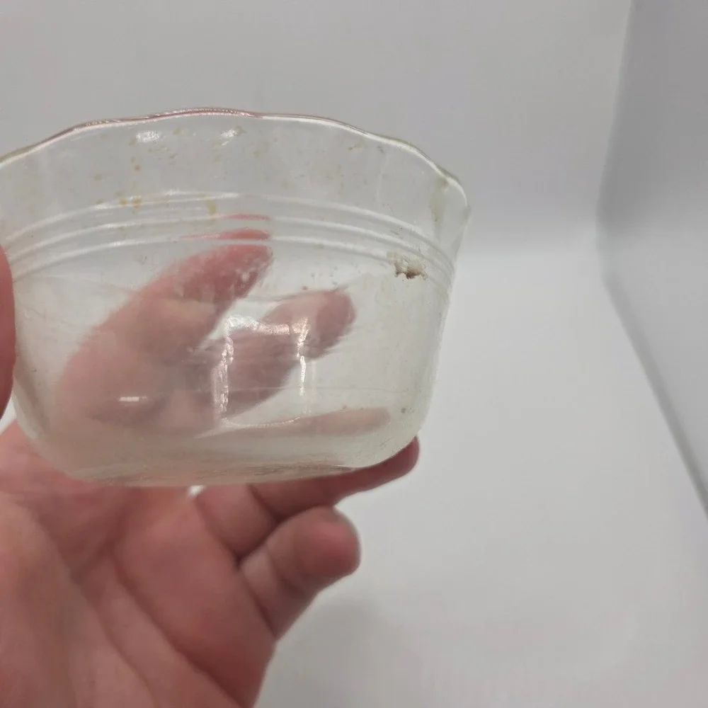 Vintage Pyrex Clear Glass Oval Baker and Scalloped Custard Cup Set 2 Piece